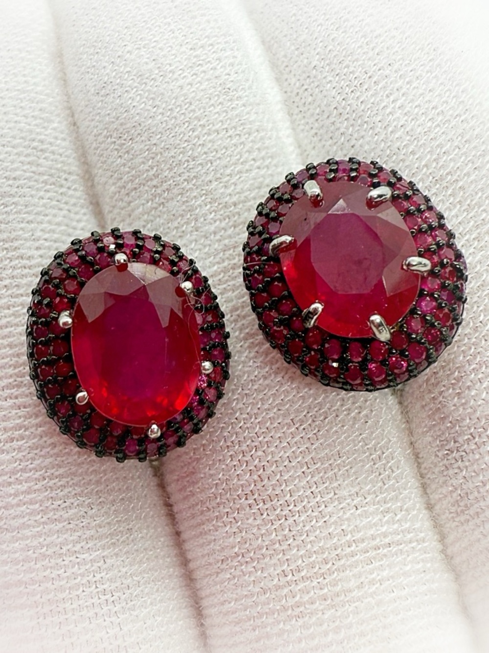 14k White Gold over Silver Ruby Earrings! - Picture 5 of 6